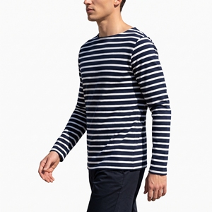 <b>Men's</b> <b>Striped</b> <b>Long</b> <b>Sleeve</b> T <b>Shirt</b> Knitted Cotton Blend Crew Neck Casual Tee Custom Logo - Product Image 1
