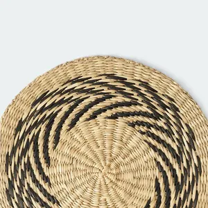 En gros, Napperon de table moderne bohème en jonc de mer tressé chevron avec bord noir, dessous de verre en paille, dessous de plat résistant à la chaleur, articles de table de cuisine - Product Image 1