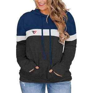Venta al por mayor de ropa de invierno para mujer, Sudadera con capucha de manga larga con bloques de colores, jersey con estampado de logotipos, sudaderas con capucha personalizadas - Product Image 1