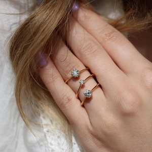 Minimalist 14k 18k Gold Round Lab Grown Diamond <b>Ring</b> Classic Prong Solitaire Dainty Stackable Wedding Band Lab Grown Manufacture - Product Image 3