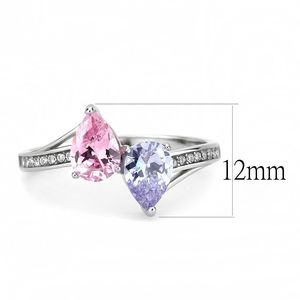 Anello in Acciaio Inossidabile Lucidato DA270 con Zirconi Cubici di Grado AAA Multicolore - Product Image 2