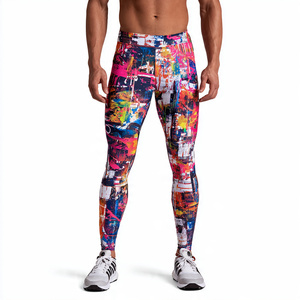 Leggings de Compresión Sublimados al por Mayor para Hombre, Pantalones Deportivos con Cintura Elástica y Estampado, 100% Poliéster - Product Image 3