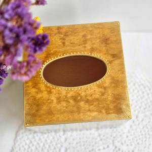 Boîte à mouchoirs en bois imprimée à couvercle articulé, boîte à mouchoirs classique en bois imprimée pour le rangement et la décoration à domicile, boîte d'accessoires en gros - Product Image 5