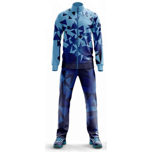 Ensemble de jogging sportif pour homme avec imprimé géométrique, fermeture éclair intégrale, en polyester, pour l'automne, avec poches latérales, design par sublimation - Product Image 3