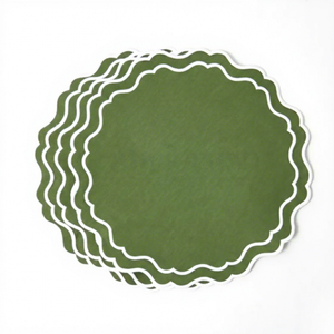 Factory OEM ODM Embroidered Letters <strong>Scalloped</strong> Placemat <strong>Linen</strong> <strong>Napkins</strong> Scallop Edge Table <strong>Napkins</strong> for Weddings <strong>Napkin</strong> Cotton <strong>Linen</strong> - Product Image 2