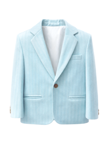 Blazer bleu clair pour garçons, veste formelle à simple boutonnage, revers cranté, en tissu peigné, pour fêtes et banquets - Product Image 2