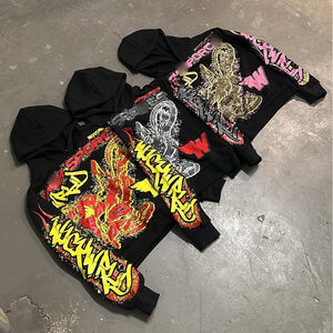 เสื้อฮู้ดดี้พิมพ์ลายสตรีทแวร์ทรงหลวมแบบดรอปโชว์เดอร์สำหรับผู้ชาย ผลิตตามแบบ OEM น้ำหนัก 500 กรัม ผ้าฝ้ายคอมบ์ 100% พิมพ์ลายโอเวอร์ไซส์ - Product Image 1