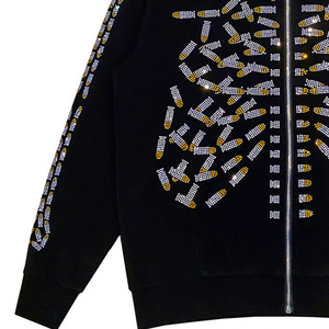 High demanding stylish custom design <b>Men</b> Rhinestone Hoodie Premium Streetwear <b>Pullover</b> With Crystal Design <b>Men</b> Rhinestone Hoodie - Product Image 5