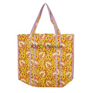 Bolsa de Mano Acolchada de Algodón a Rayas Ecológica para Mujer, con Asa Larga, Tamaño Grande, Multicolor, Hecha en Rajasthan, para Uso Diario y Viajes - Product Image 4