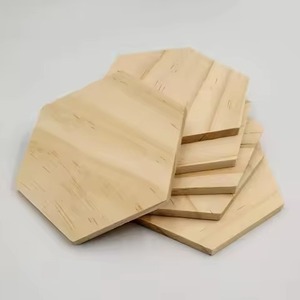 Ensemble de dessous-de-verre hexagonaux en bois, tapis antidérapants pour table, design solide, finition naturelle - Product Image 1