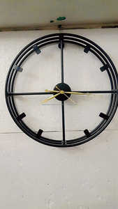 นาฬิกาแขวนโลหะเหล็กตกแต่งบ้านสไตล์ประเทศโบราณเหล็กด้อยเลขโรมันควอตซ์นาฬิกาขนาดใหญ่ - Product Image 5