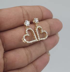 Pendientes Colgantes de Oro de 14K con Diamante Cultivado en Laboratorio de 1.15ct, Diseño de Corazón Abierto Lateral, Joyería Elegante para Regalo, Fiesta, Mujer - Product Image 3