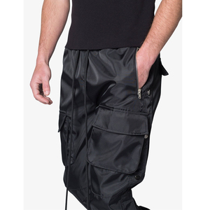 Pantalones Cargo Negros para Hombre, Cintura Elástica con Cordón, Múltiples Bolsillos, Estilo Workwear, Tela de Poliéster, Ropa de Otoño - Product Image 5