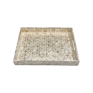 PERFECT ENTERPRISES <b>Breakfast</b> <b>Tray</b>: Handmade Serving <b>Tray</b> Cross Pattern MOP <b>Tray</b> - Product Image 1