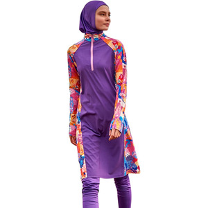 Latest Modest High Cut Print Burkini Swimwear Women-quick Dry Breathable Spandex/Polyester Crew Neck 2 Piece <b>Set</b> <b>Plus</b> <b>Size</b> - Product Image 5