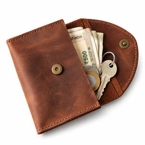 Handmade PU Leather Vintage <b>Money</b> Pouch Wallet Key Holder Cash Coin Purse <b>Envelope</b> Wallet Button Closure Unisex Card Holder RFID - Product Image 4