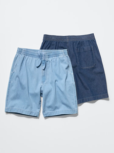 Shorts Bermuda Homme en Satin 100% Coton Bleu Clair, Taille Mi-Haute avec Cordon de Serrage, Couleur Unie, Style Décontracté et Écologique pour le Travail - Product Image 5