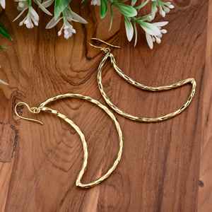 Pendientes colgantes de Luna martillada de oro, joyería Bohemia llamativa de latón, regalo bonito y ligero para ella - Product Image 4