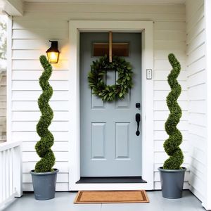 Árbol Topiario Espiral Artificial de 6 Pies para Jardín Exterior, Plantas Grandes Retorcidas Verdes en Maceta de Boj para Porche Delantero y Patio, Elegante - Product Image 6