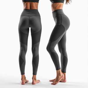 Leggings taille haute pleine longueur couleur unie extensibles respirants compression effet push-up contrôle du ventre pantalon de yoga sportif pour femme - Product Image 1