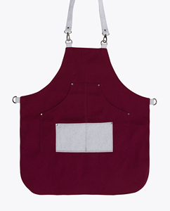 Tabliers de cuisine en toile de coton biologique 100% avec logo personnalisé imprimé, promotionnels, noirs, en sergé de coton T/C, avec deux poches - Product Image 1