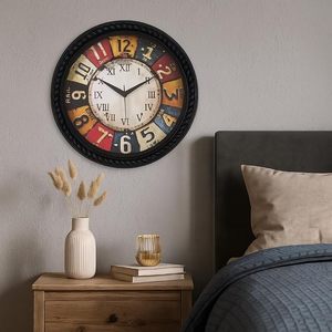 Vintage Double Face Metal Wall <b>Clock</b> Round <b>Battery</b> Powered Analog Hanging <b>Clock</b> 10 Inch for Living Room - Product Image 5