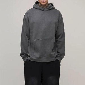 Sudadera con Capucha Oversize para Hombre, Estilo Urbano, Estampado de Águila, Negra, de Algodón Tejido, Corte Regular, Logotipo Frontal, Transpirable, para Otoño - Product Image 1
