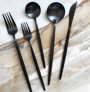 Ensemble de couverts en acier inoxydable noir, 4 pièces, ensemble de couverts modernes, couteau, fourchette, cuillère, vaisselle pour restaurant, hôtel, maison, salle à manger - Product Image 2