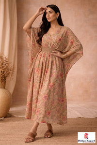 Women Printed <b>Kaftan</b> Dress Loose Fit Wear <b>Summer</b> Cover Up Island Resort Style Lightweight Fabric Bulk Supply - Product Image 6