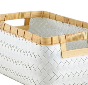 Panier en bambou blanc écologique, boîte de rangement rectangulaire, accessoires pour la maison, organiseurs, ensembles de salle de bain tissés, décoratifs, articles ménagers - Product Image 4