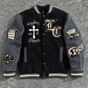 OEM Men's High Quality Thick Wool Winter College Bomber <b>Jacket</b> Custom Logo Streetwear Varsity Style Chenille Embroidery <b>Patches</b> - Product Image 1