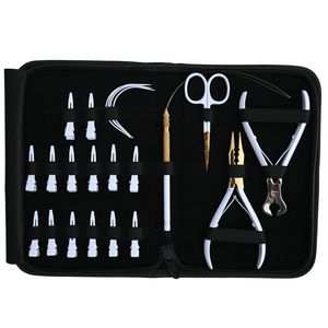 Hair Extension Tools Kit Microbeads Crimping Plier Keratin Bond <b>Cutter</b> Loop Wire Scissor Styling Sectioning Clips Needle Set - Product Image 6