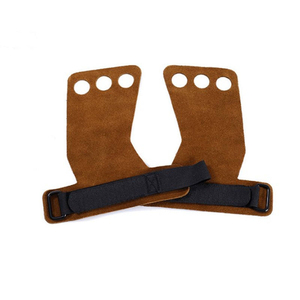 Protège-poignets en cuir à 3 trous pour gymnastique, antidérapant, léger, réglable avec fermeture auto-agrippante, pour entraînement de force et musculation - Product Image 1