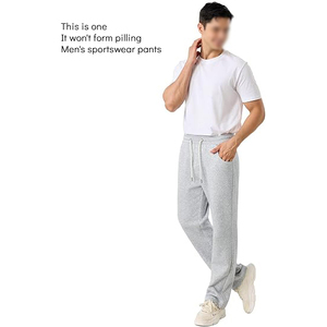 Pantalon de jogging décontracté pour homme en coton gris avec taille élastique, cordon de serrage et poches latérales – Idéal pour l'automne - Product Image 2