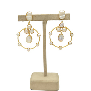 Pendientes de Perlas Naturales de Agua Dulce Blancas Ostra, con Alambre, Latón Chapado en Oro de 24K, Hechos a Mano, Estilo Vintage, Irregulares, para Mujeres Cristianas - Product Image 3