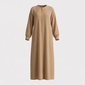 Robes en gros pour femmes musulmanes, style Abaya, devant plissé ouvert, à volants, mode islamique modeste, vêtements élégants - Product Image 1