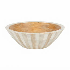 Modern Bone Inlay <b>Bowl</b> Striped <b>Mango</b> <b>Wood</b> Salad Serving <b>Bowl</b> Round Fruit <b>Bowl</b> For Home Hotel Countertop Decor Bulk Supplier - Product Image 1