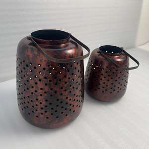 <b>Set</b> Of 2 Copper Antique Finish Lantern With Modern Design Perfect Lighting Accessory For Hotels Resorts And Living Spaces - Product Image 6