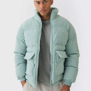Nueva Chaqueta Acolchada con Cuello Alto de Forro Polar en Color Verde Salvia, Resistente al Viento, Cálida, para Invierno, de Alta Calidad, con Bolsillos, para Hombre - Product Image 6
