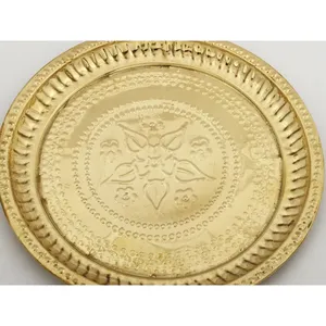 Luxury Brass Serving Tray with High Gloss Mirror Polish Surface Finish Modern Hospitality Metal TrayRound Gold <b>Decorative</b> <b>Plate</b> - Product Image 1