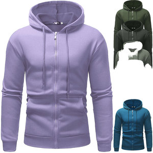 Men's Hooded Zipper Sweatshirt Solid Color Slim Fit Casual Knitted Hoodie Autumn Wear - Product Image 4