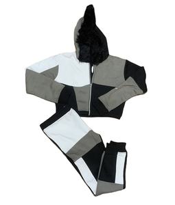 Conjunto de 2 Piezas Extra Grande para Mujer, Pantalones Joggers con Hombros Caídos, Sudadera con Capucha Bordada, Corte Ajustado, 100% Algodón Felpa - Product Image 1