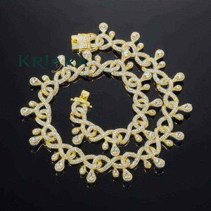 S925 14K Gold Plated Lab Grown Diamond Hiphop <b>Statement</b> <b>Necklace</b> Unisex Geometric Setting Wedding Chains Jewelry - Product Image 1