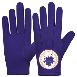 Gants en coton violets avec logo brodé, longueur poignet, chauds pour un usage quotidien, style hiver, design uni - Product Image 1