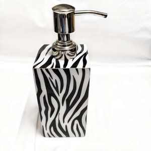 Modern White Ceramic Printed Dispense <b>Bathroom</b> <b>Set</b> Wooden Soap Dispenser Tumbler Tray <b>Accessories</b> - Product Image 5
