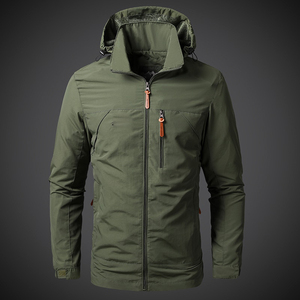 Customized Spring Autumn Casual Men's Coat Hooded Softshell <b>Jacket</b> Contrast Color <b>Zip</b> <b>up</b> Waterproof Men's <b>Jacket</b> - Product Image 2