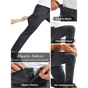 Pantalones de senderismo para hombre, ligeros, impermeables, pantalones de pesca, pantalones de senderismo informales de cintura media, pantalones de senderismo de secado rápido para hombre - Product Image 4