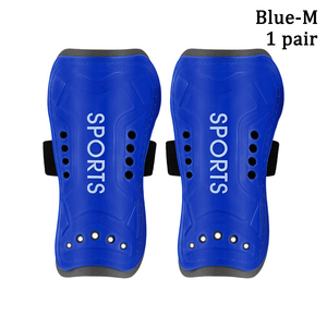 Protège-tibias de sport bleus taille M, légers, protection pour adultes, toutes saisons, fermeture auto-agrippante - Product Image 1
