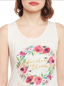 Débardeur sans manches pour femme à imprimé floral, col rond, décontracté, 100 % coton tricoté, respirant, avec logo sur le devant - Product Image 5