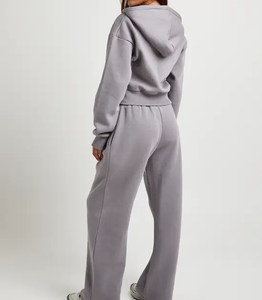 Conjunto de Sudadera Personalizada con Cuello Redondo y Pantalones a Juego para Mujer, Fabricante de Ropa al por Mayor con Etiqueta Privada OEM ODM - Product Image 2